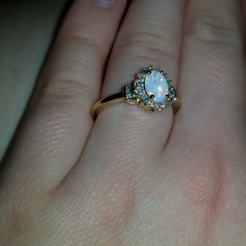 Opal and diamond ring